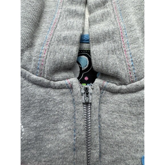 2000s Bobby Jack Grey Embroidered Full Zip Hoodie Girls' Small Y2K - Picture 6 of 7